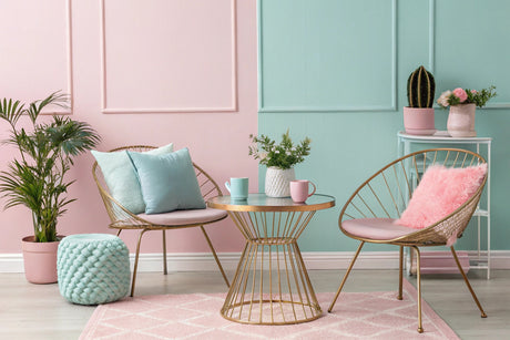 Cómo combinar muebles metálicos con colores pastel.