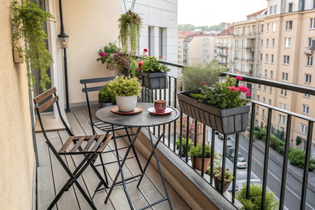 Cómo decorar balcones pequeños con muebles metálicos.