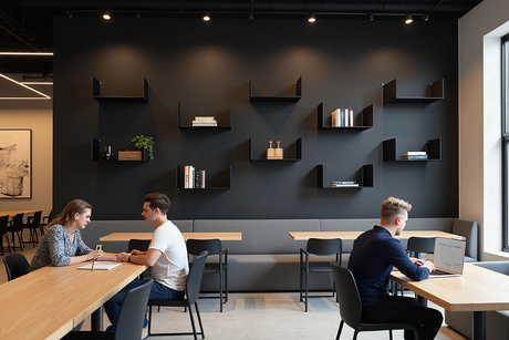 Mobiliario metálico para una sala común de un negocio